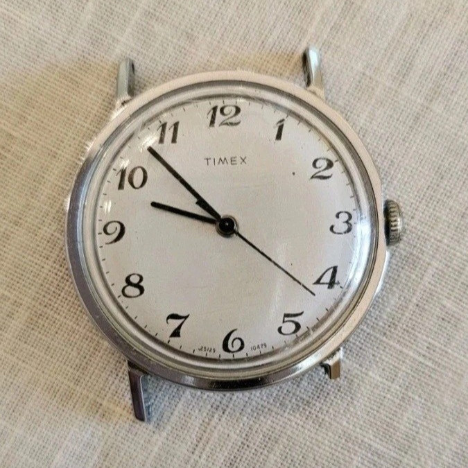 Vintage Timex Mercury Men’s Mechanical Watch Silver Tone White 34mm-For Repair