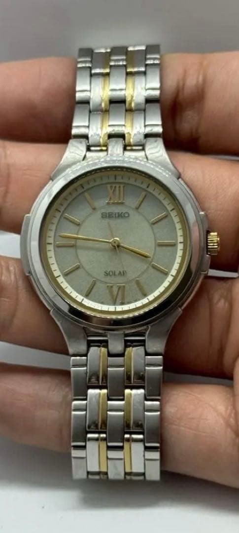 SEIKO SOLAR Analog Two-Tone Watch From Japan