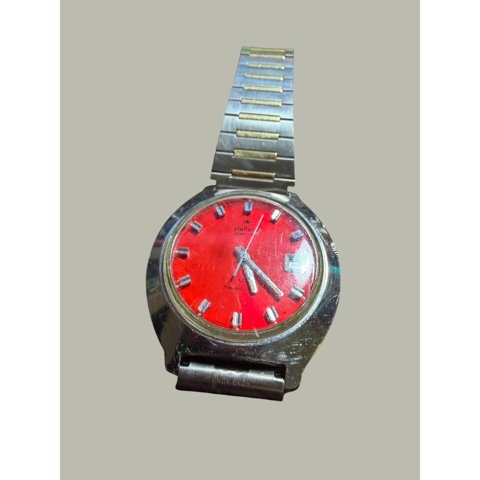 Vintage Stellaris Transistor Electronic Red Dial Men’s Watch Japan Movement
