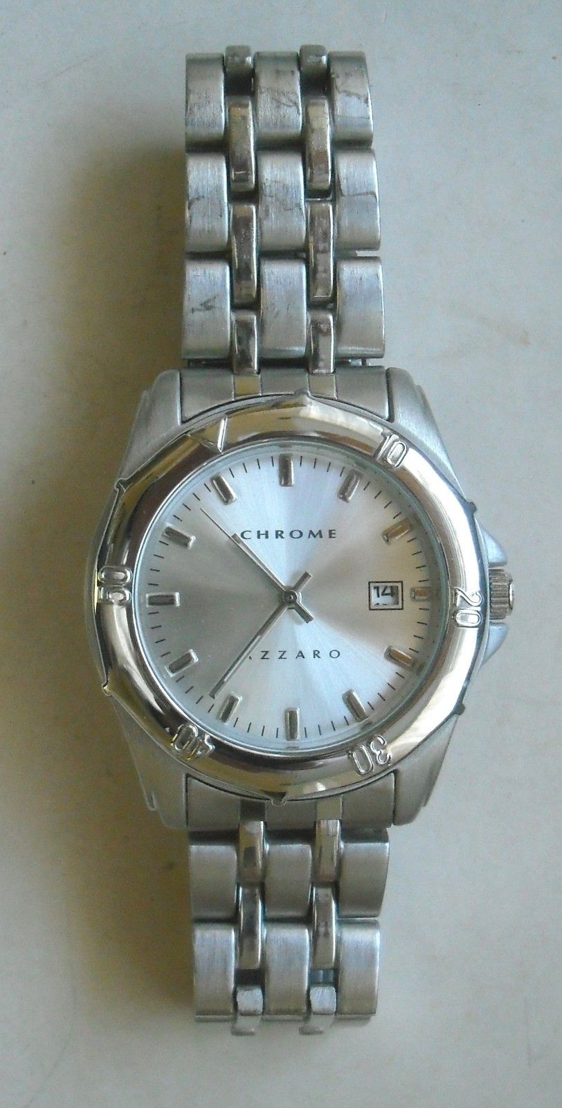Azzaro Chrome Mens Watch 3 ATM Water Resistant Paris Metal Link New Battery NICE