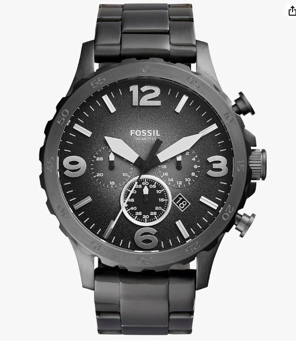 Fossil Men’s Nate Quartz Watch, Oversized Stainless Steel Chronograph Watch