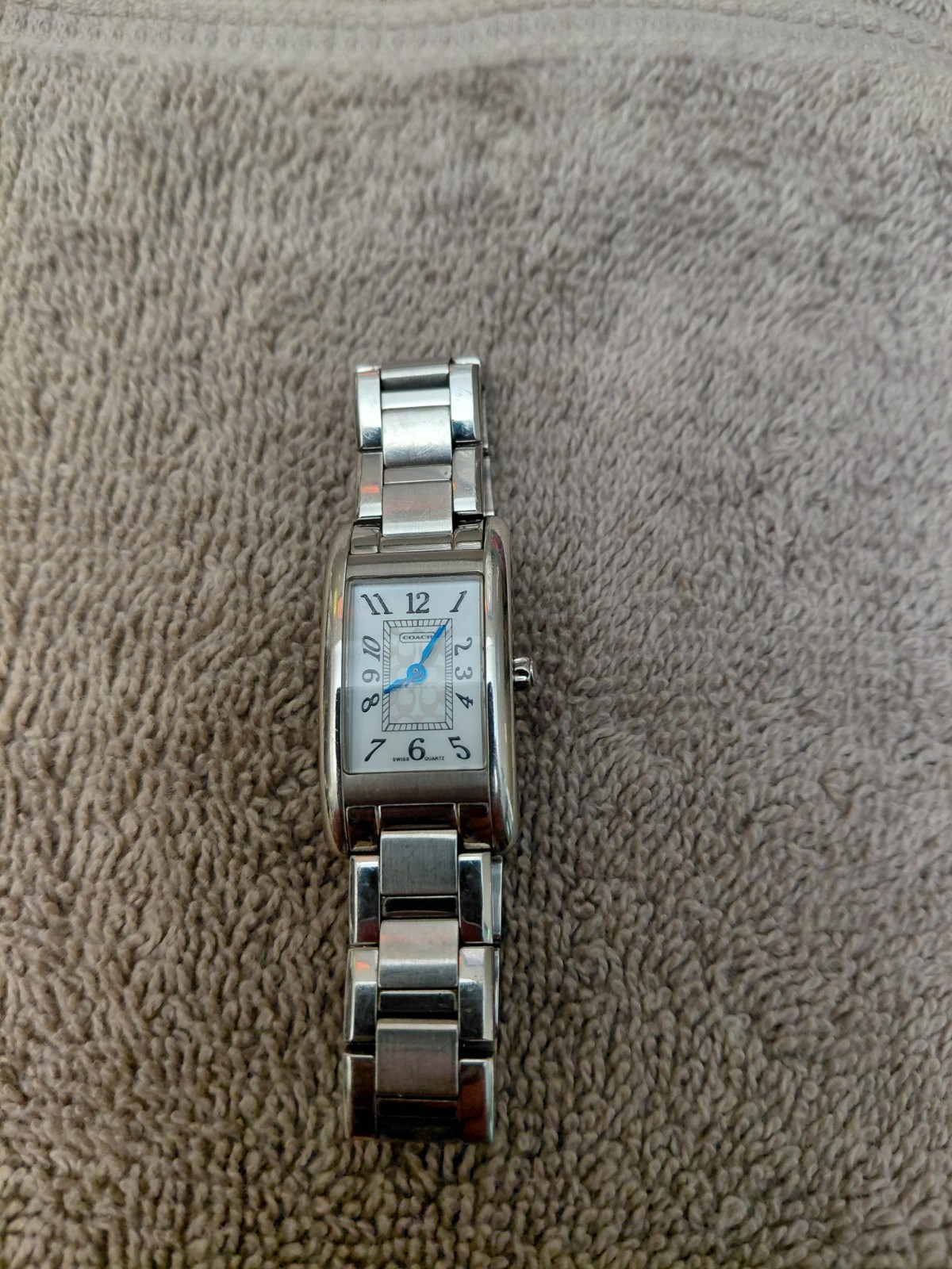 Coach Lexington Swiss Ladies Tank Watch Stainless Steel W502B Art Deco 5″