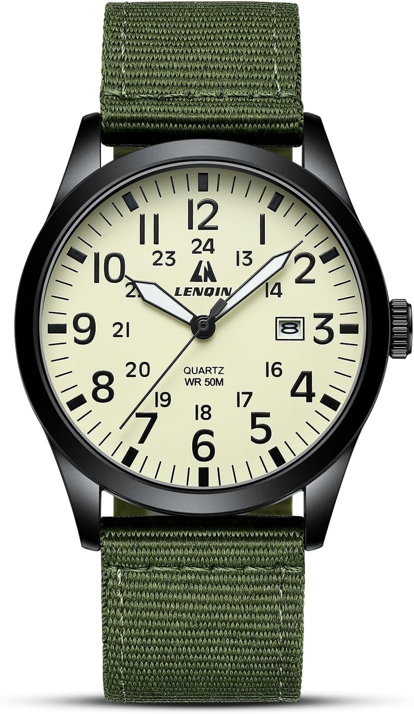 Mens Watches Unisex Military Sport Nylon Strap Stylish Luminous Fashion Analog Q