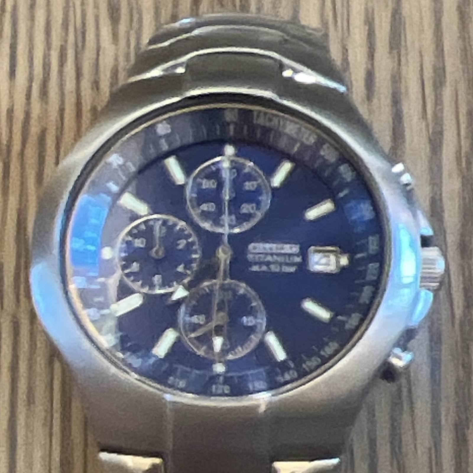 Citizen Chronograph Men’s Quartz Blue Dial SS Bracelet Tachymeter WR50m