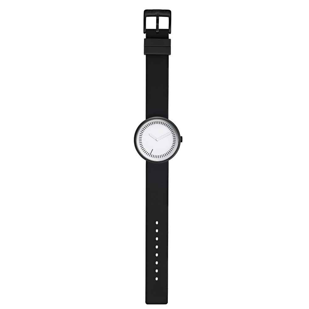 Projects Watches “Meantime” Acier Inox Quartz Blanc Silicone Noir Montre Unisex