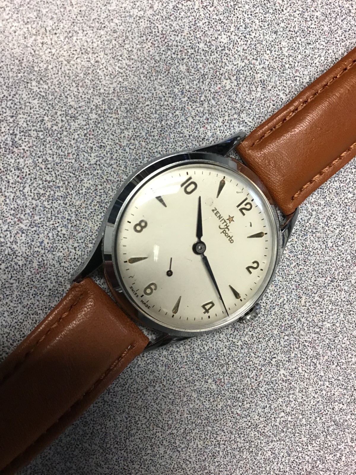Vintage 1950s Zenith Sporto Manual Wind Swiss Watch Sub-Seconds Cal 40 Runs