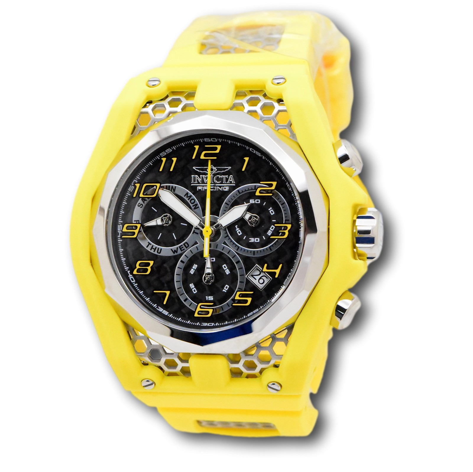 Invicta Racing Carbon Fiber Dial Men’s 53mm Swiss Chrono Watch 47206 RARE