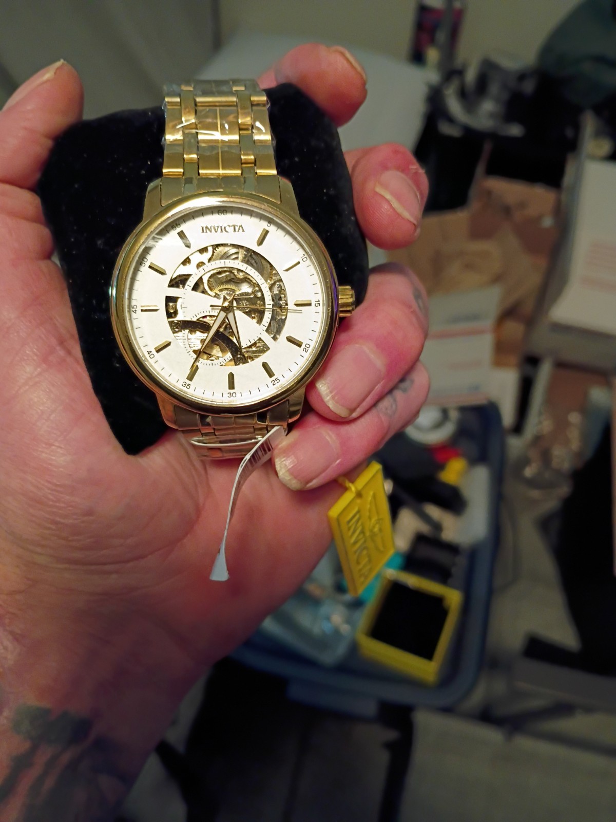 NEW Invicta Objet D Art Men’s 42.5mm Automatic Skeleton Dial Gold SS 30m Watch