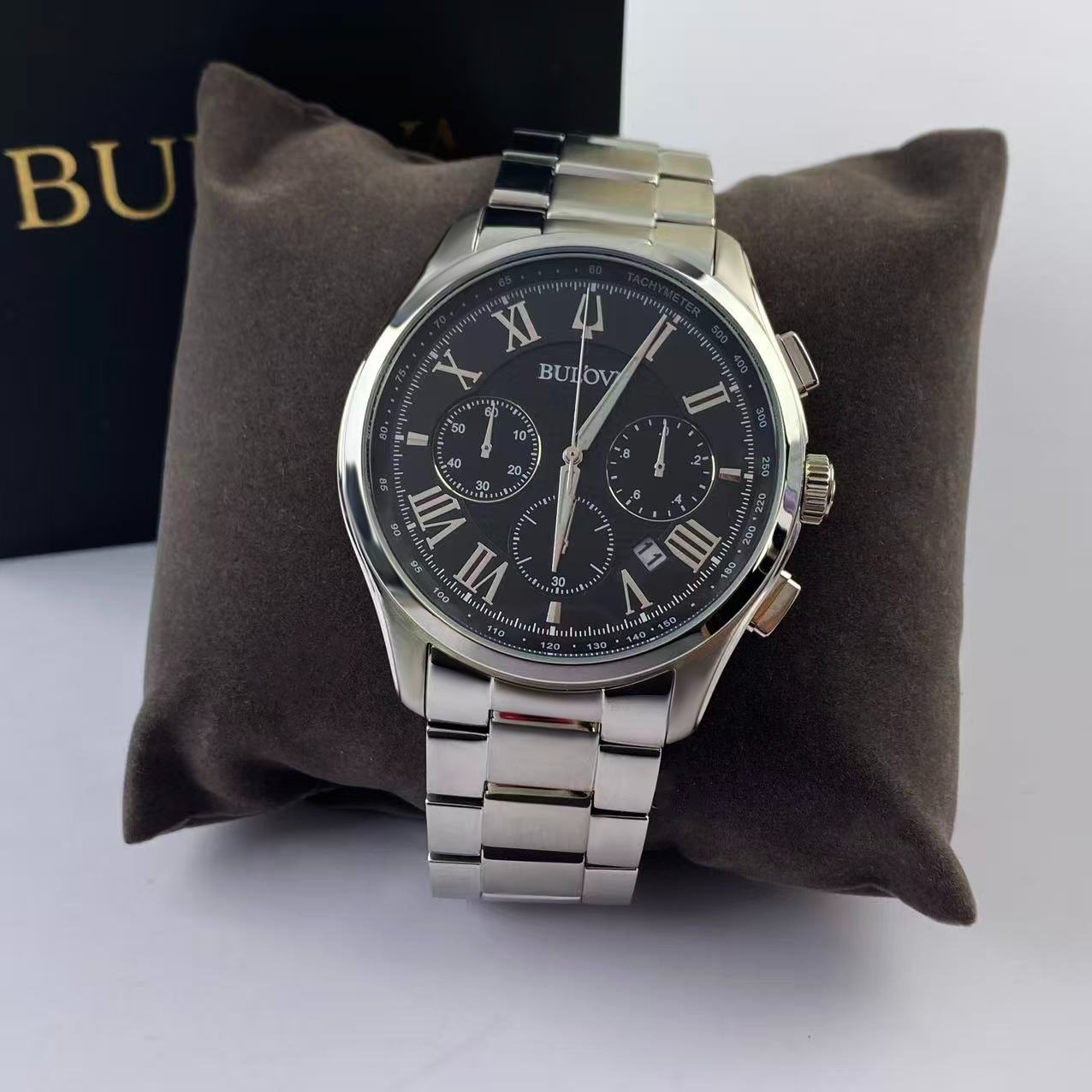 Bulova Wilton Classic 96B288 Black Dial Men’s Chronograph Quartz Watch 46.5 mm