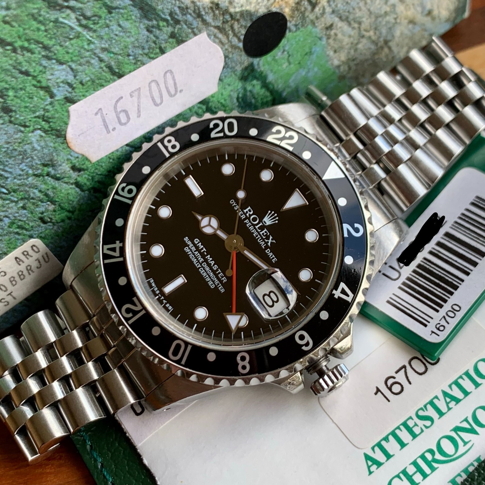 1998 Rolex GMT-Master Ref. 16700 on Jubilee Watch – Unpolished w/ Box & Papers