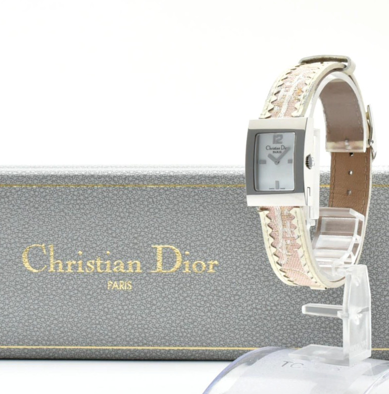 [N MINT /Box] Christian Dior D78-109 White Shell Dial 19mm Ladies Watch JAPAN