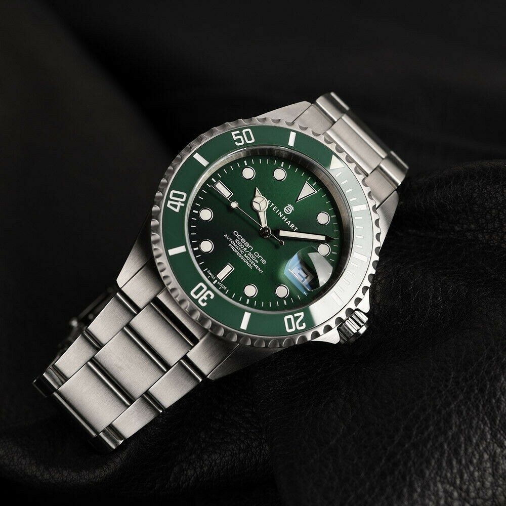 Steinhart Ocean 1 Green Ceramic 42mm Swiss Automatic Diver Watch / Green Dial