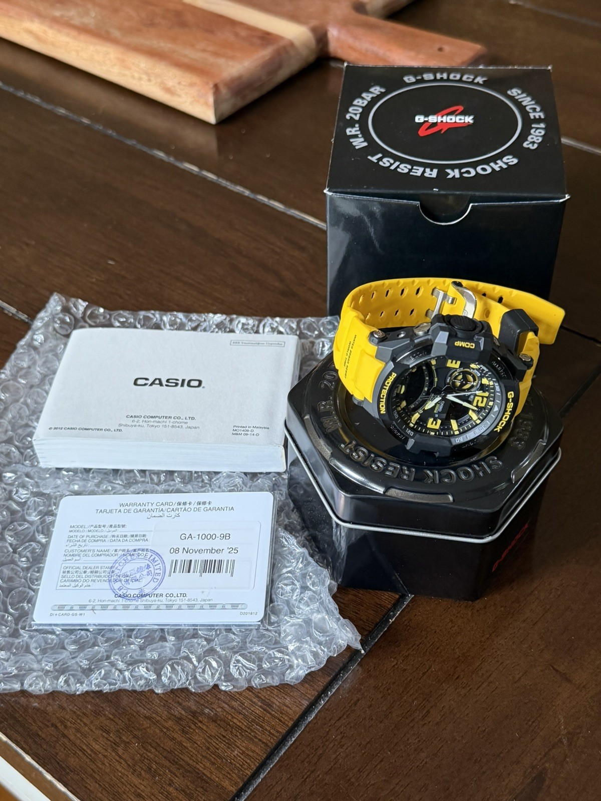 CASIO G-SHOCK 5302 GravityMaster GA-1000-9B Sky Cockpit Twin Sensor Yellow