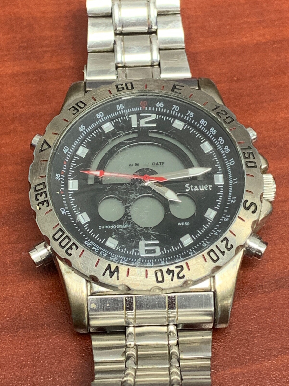 Men’s Stauer Digital/Analog Chronograph Watch 19093 With New Battery