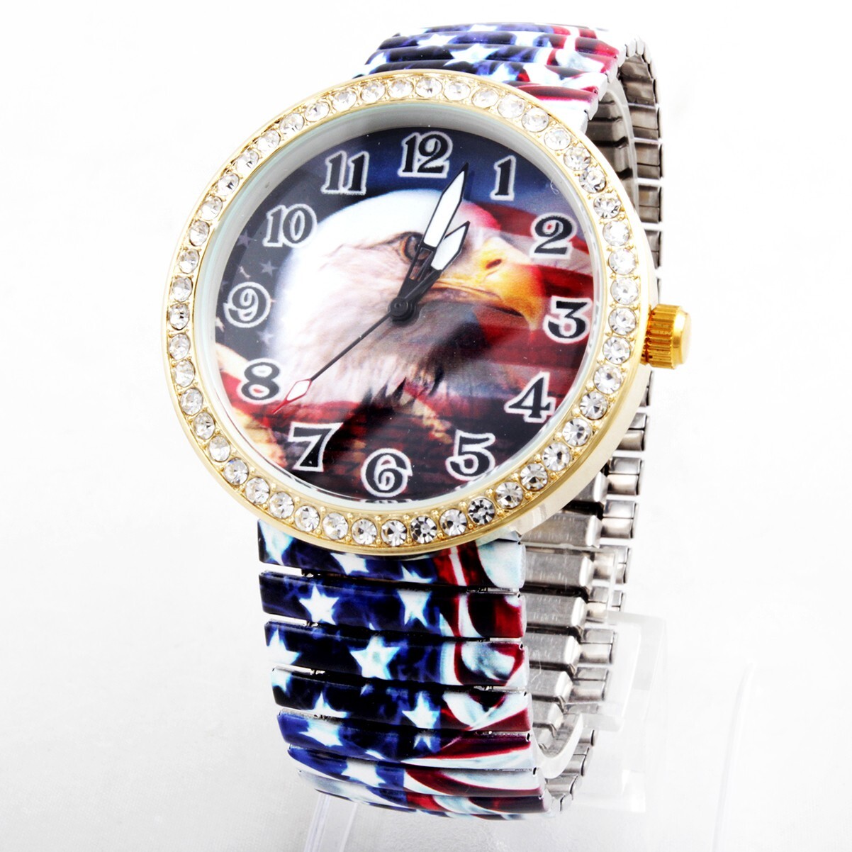 Patriotic Eagle, Eagle, US Flag, Red, White, Blue, American Flag Stretch Watch