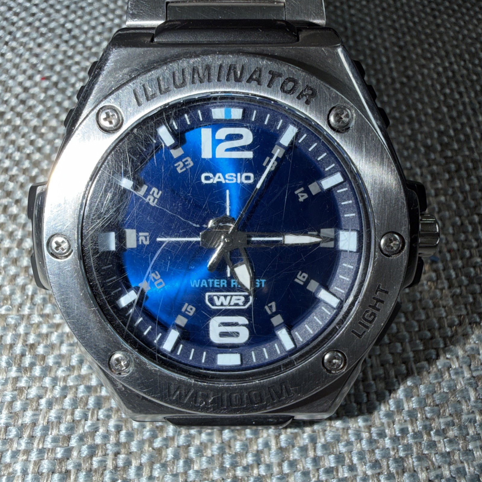 Casio Watch Men Illuminator 49mm Silver Tone 5577 MWA-100H