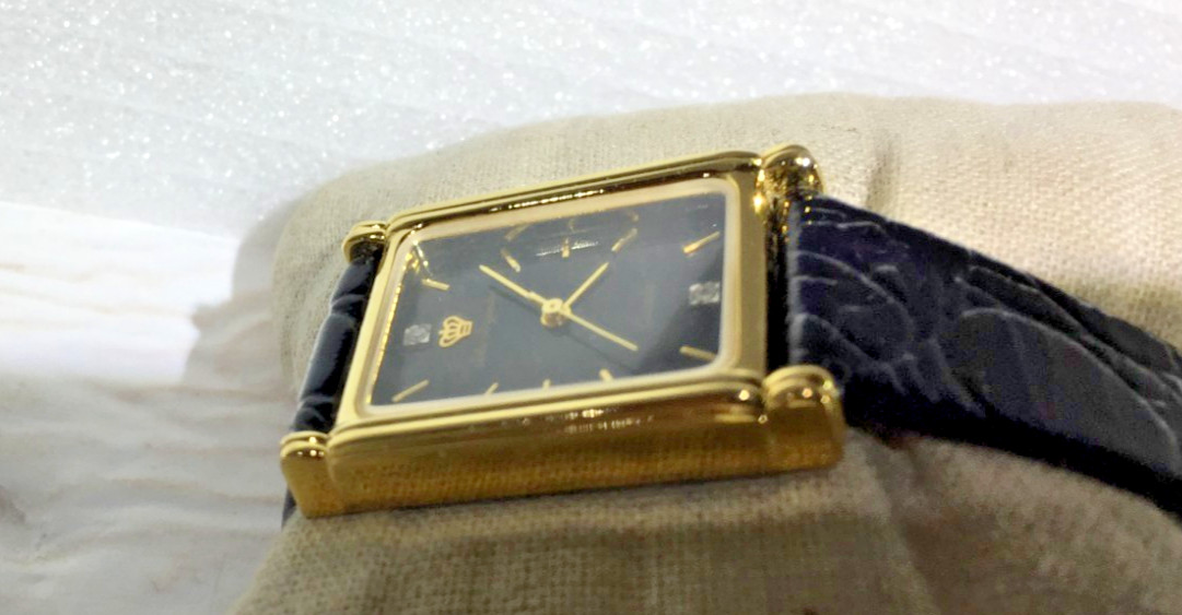 Vintage Jules Jurgensen Diamond Tank Genuine Leather Men’s Dress Watch Working!