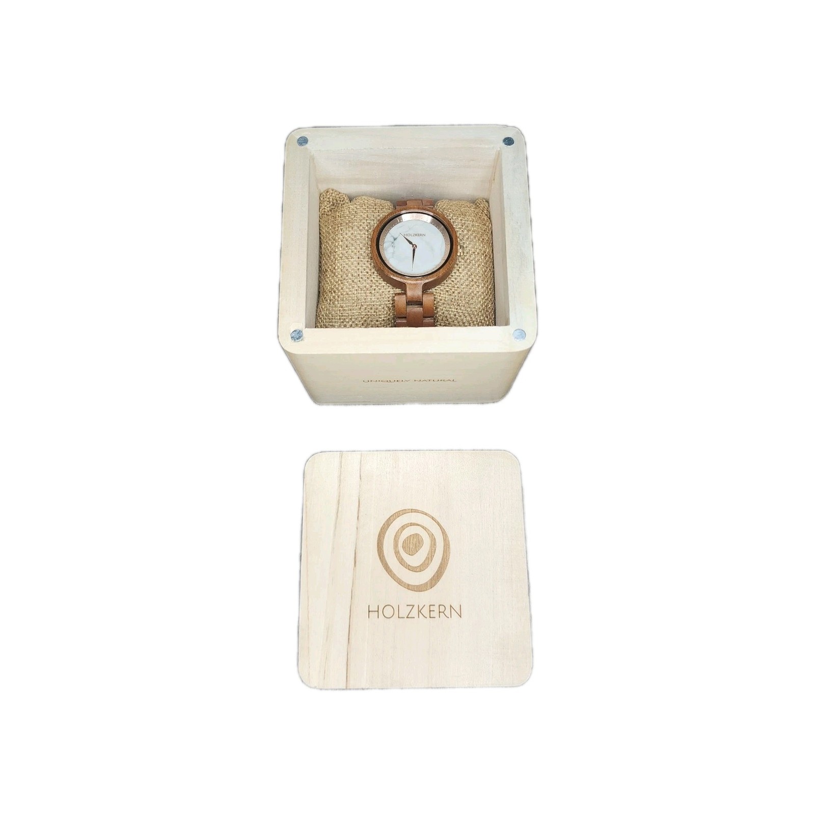Holzkern Women’s 36mm Wood and White Marble Watch with Original Box