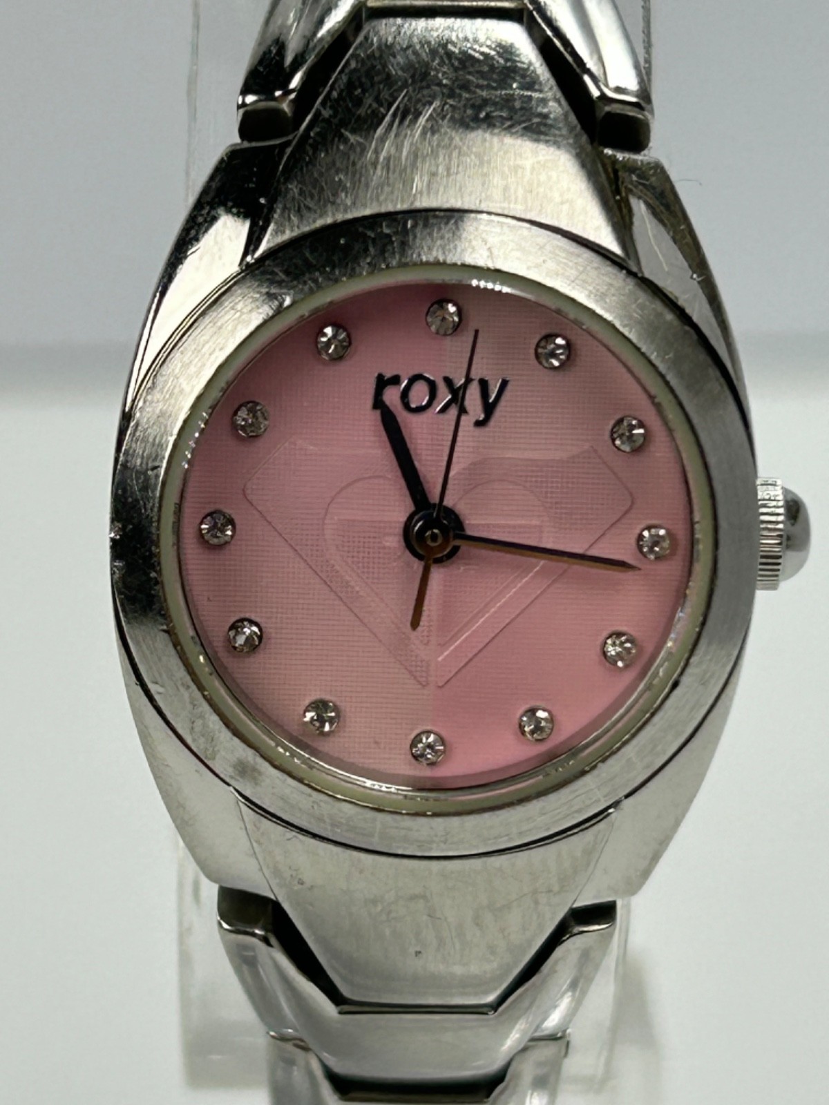 Vintage Roxy Quiksilver RX1254 Womens 20MM Quartz Silver W/Pink Dial New Battery