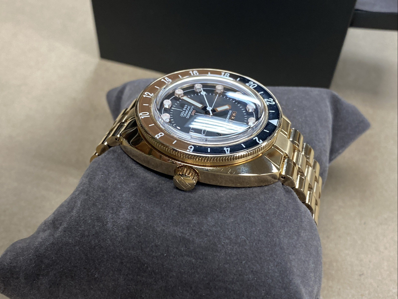 Bulova Oceanographer GMT Men’s Black Dial Rose Gold Automatic Watch 97B215