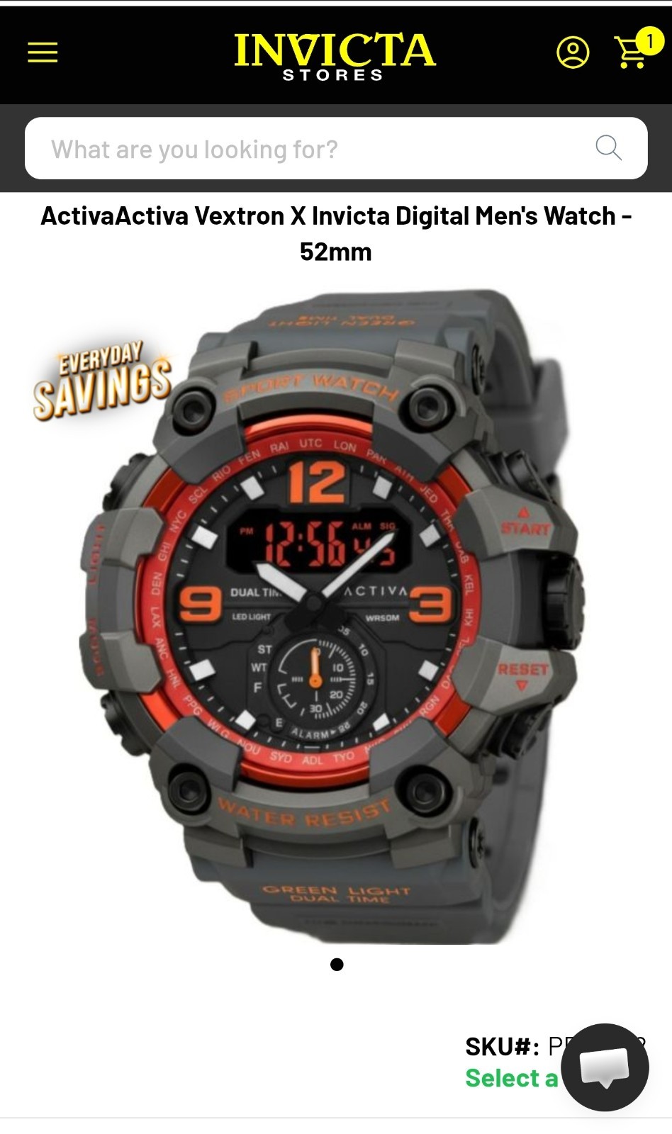 Invicta Activa Vextron X Invicta Dual Time Digital Gray Orange 52mm Men’s Watch