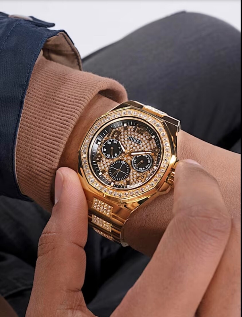 Guess Watch Mens Duke Stainless Steel Gold 46mm GW0576G2 RRP £235