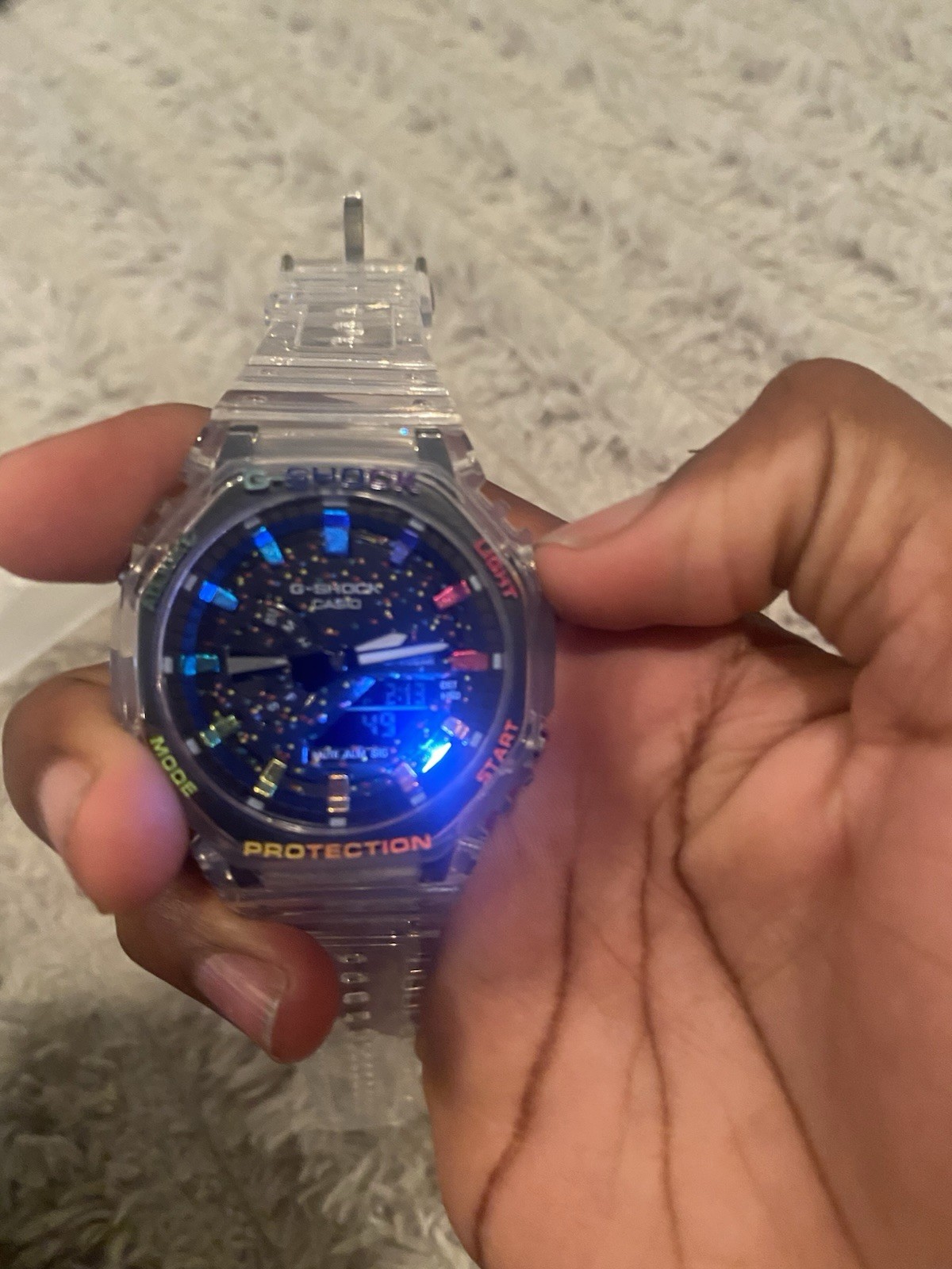 Casio G-SHOCK GA-2100S Analog-Digital Clear Resin Watch Alarm 200m 45mm