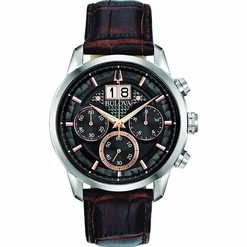 Bulova Men’s Sutton Quartz Chronograph Multi Dial Calendar 44mm Watch 96B311