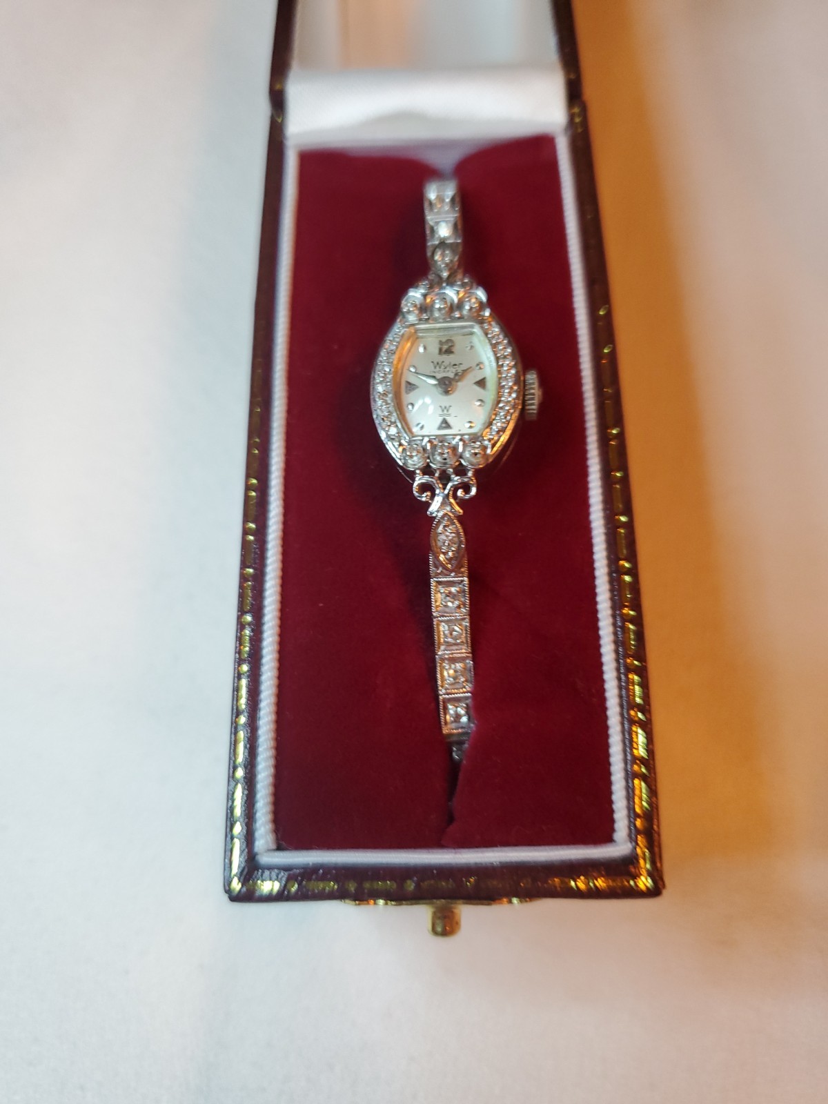 Vintage Wyler Incaflex 14K White Gold Diamond Ladies Cocktail Watch 5.8ct