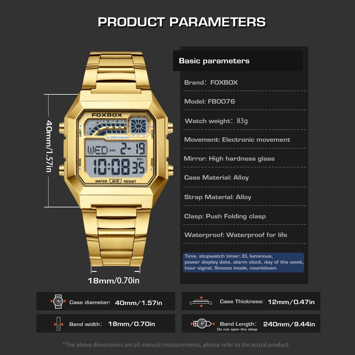 Luxury Men’s Watch Quartz Digital Luminous Date Waterproof Male Wristwatch Boxed