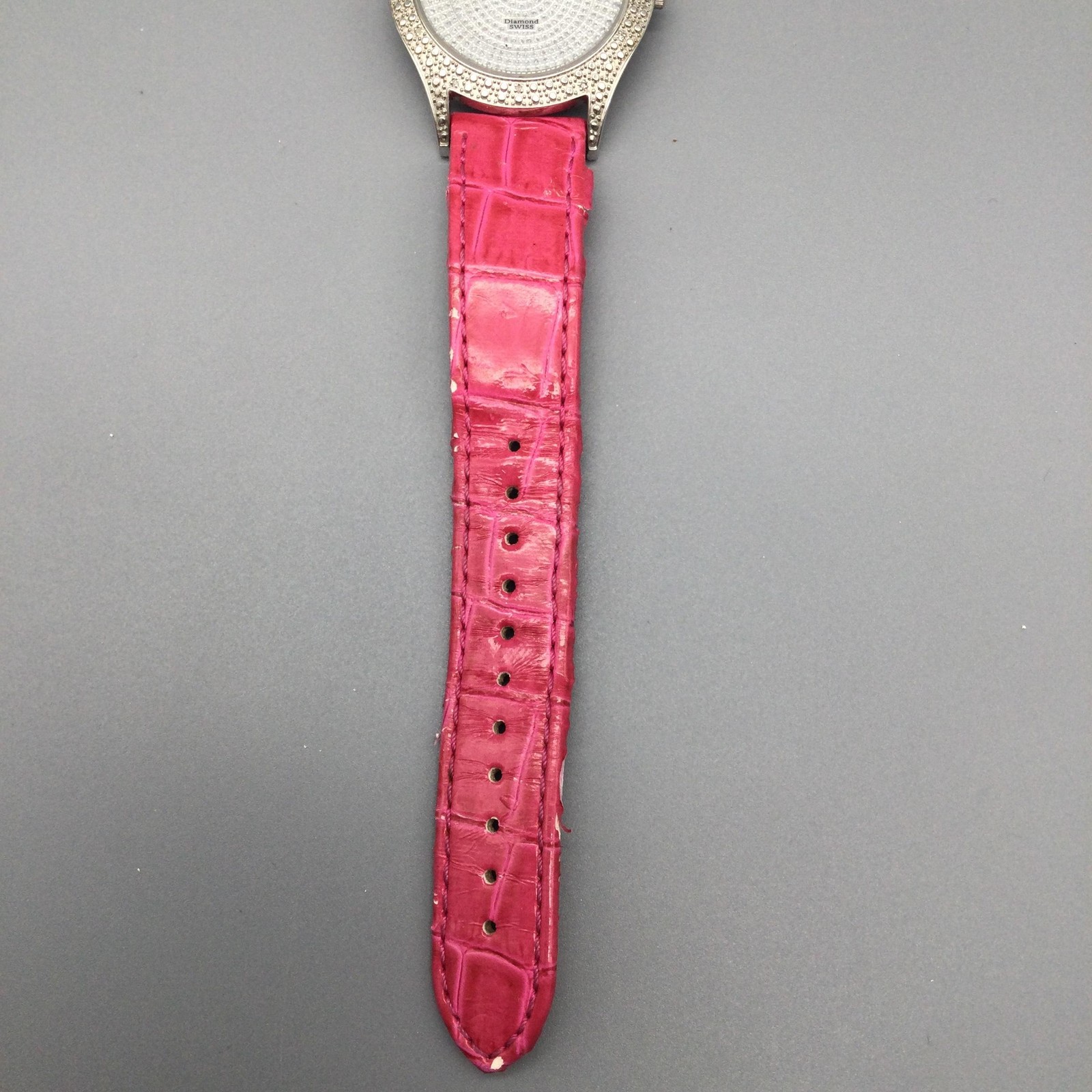 Akribos XXIV Diamond Womens Watch 37mm Swiss Pink Leather Band New Battery