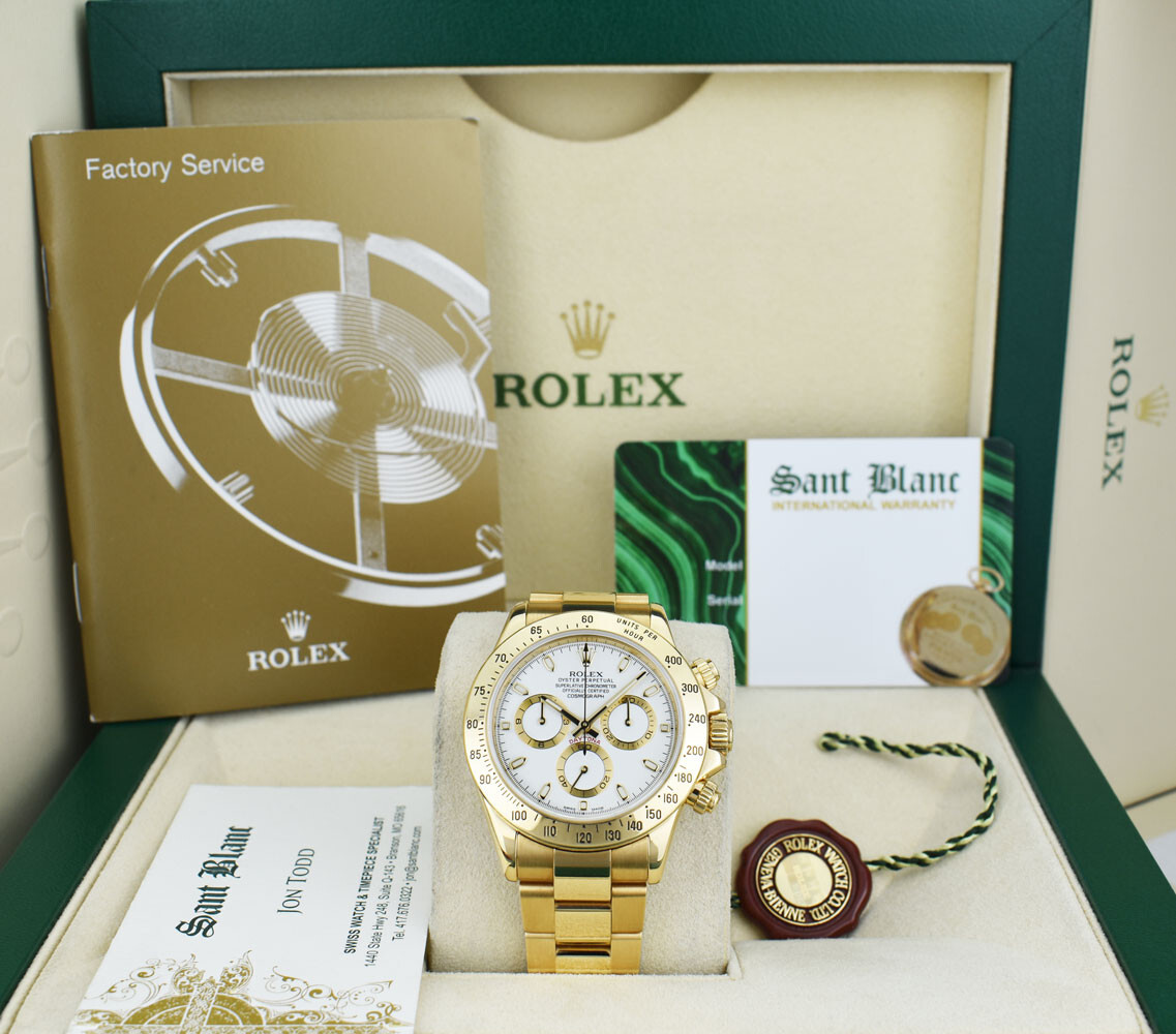 ROLEX – 40mm 18kt Gold DAYTONA White Index Dial 116528 – SANT BLANC