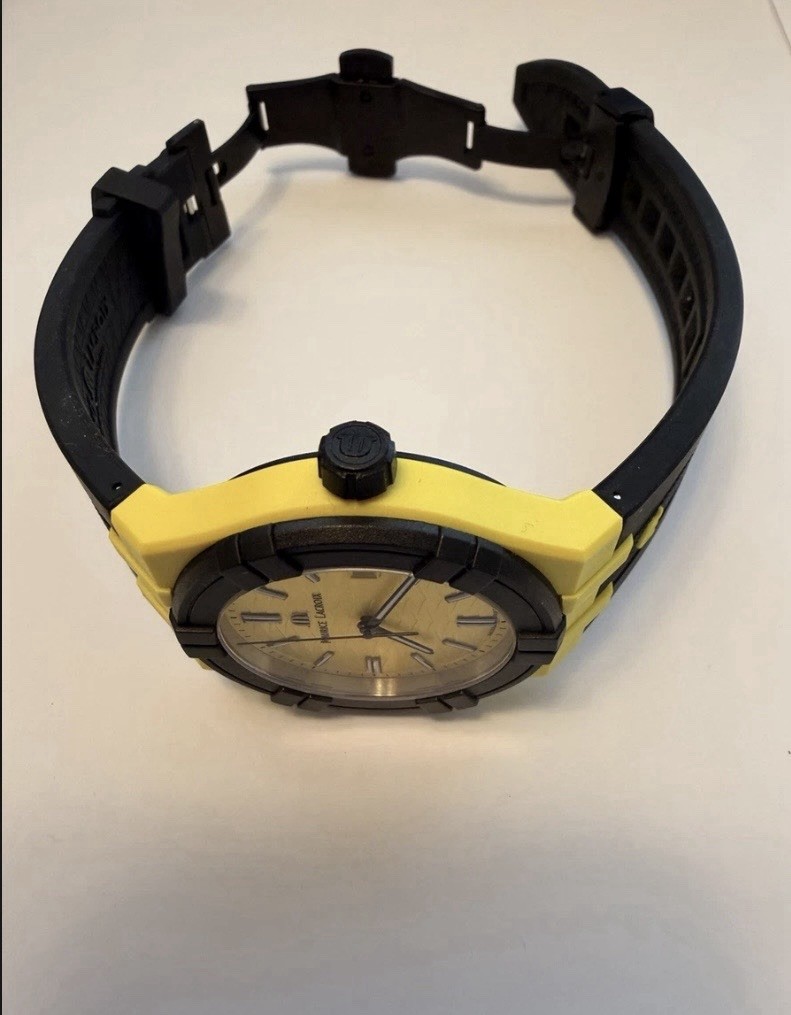 Maurice Lacroix AIKON Tide 40mm Quartz Date 10 ATM Yellow Dial Black Strap