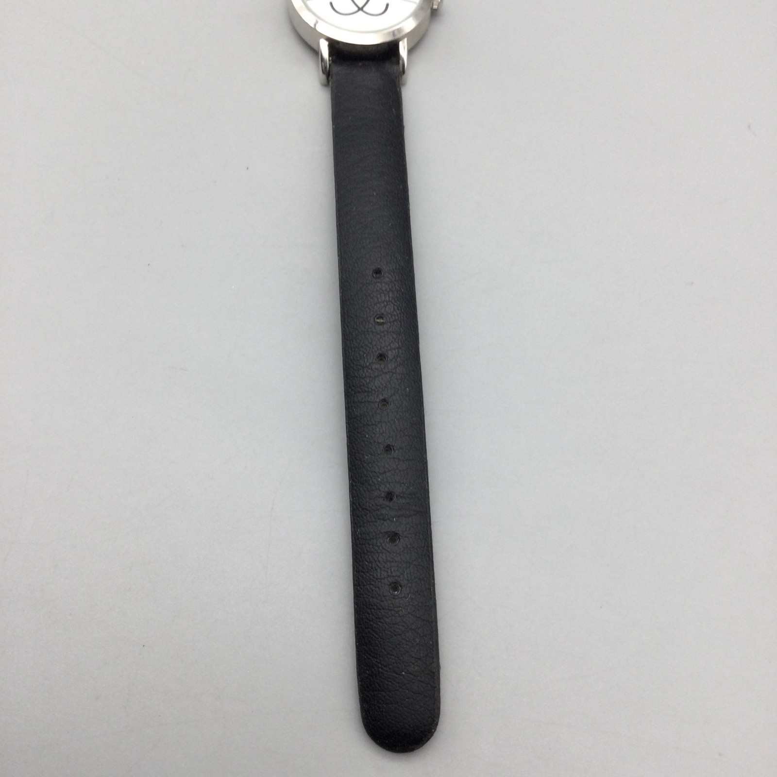 MSPCI Cat Face Watch Womens 26mm Silver Tone Black Strap Rhinestone New Battery