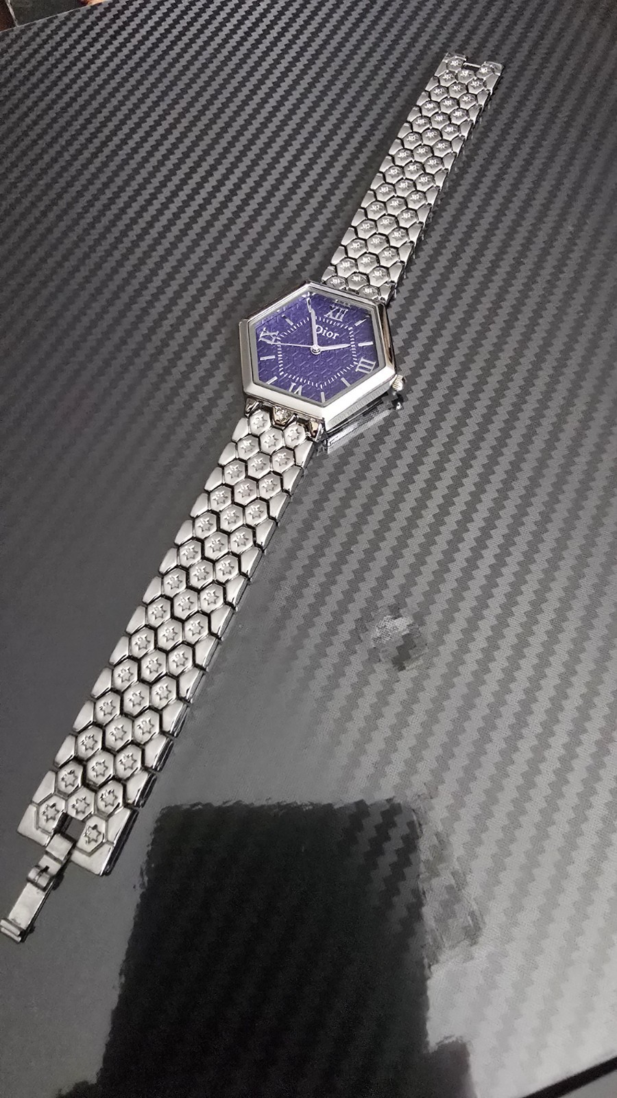 Unbranded/Marked Dior Blue Dial Quartz Watch Stainless. Running, Good Battery.