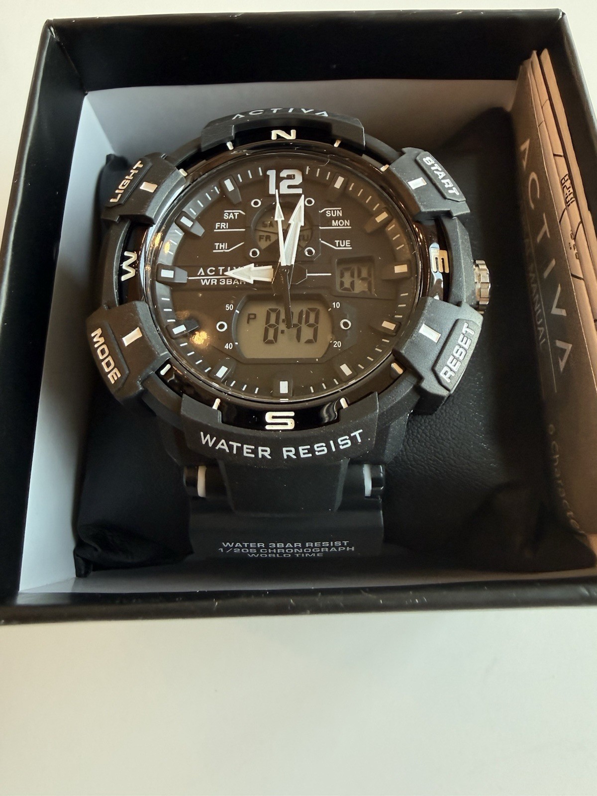 Activa x Invicta ACW8045-003 53mm Black Sport Watch Quartz NWT Box 50M