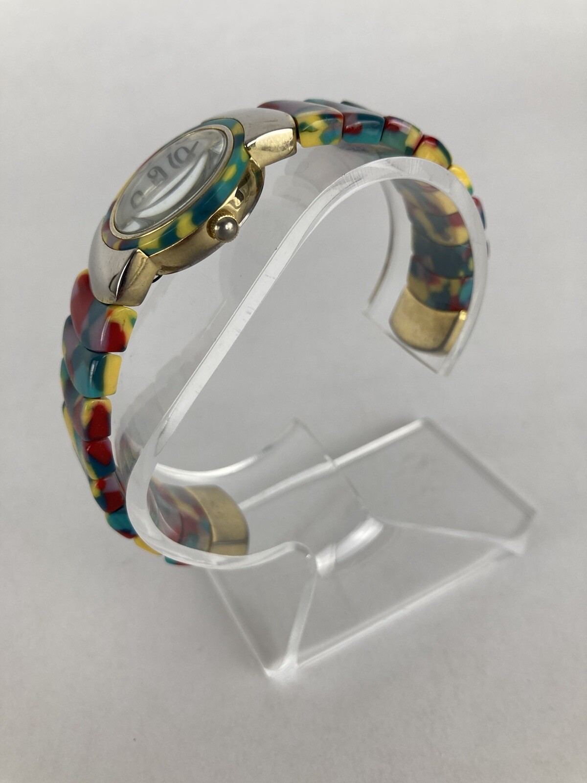 Xavier 25mm Multi-Color Quartz Watch w/Hinged Bracelet & New Battery