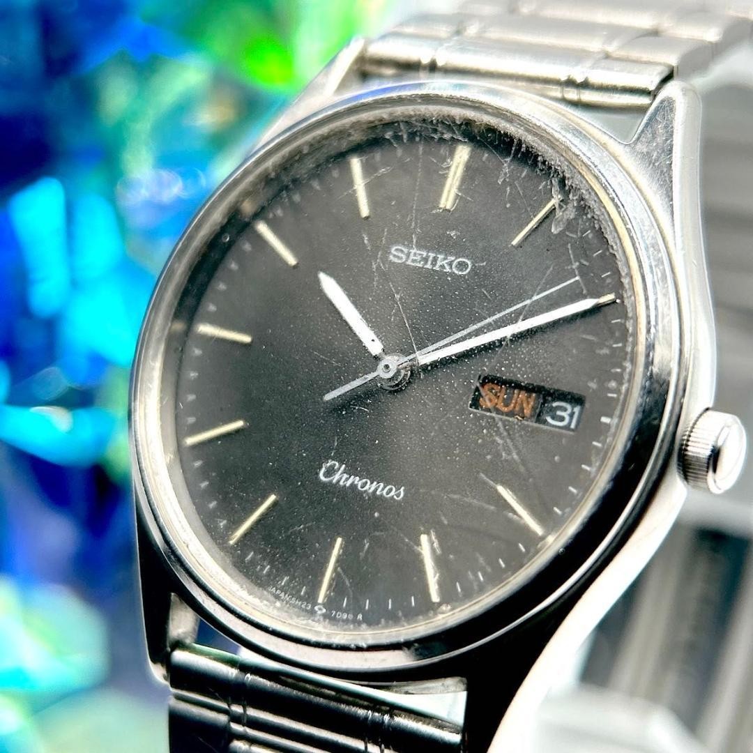Seiko Chronos Men’s Quartz Watch Day Date Used From Japan
