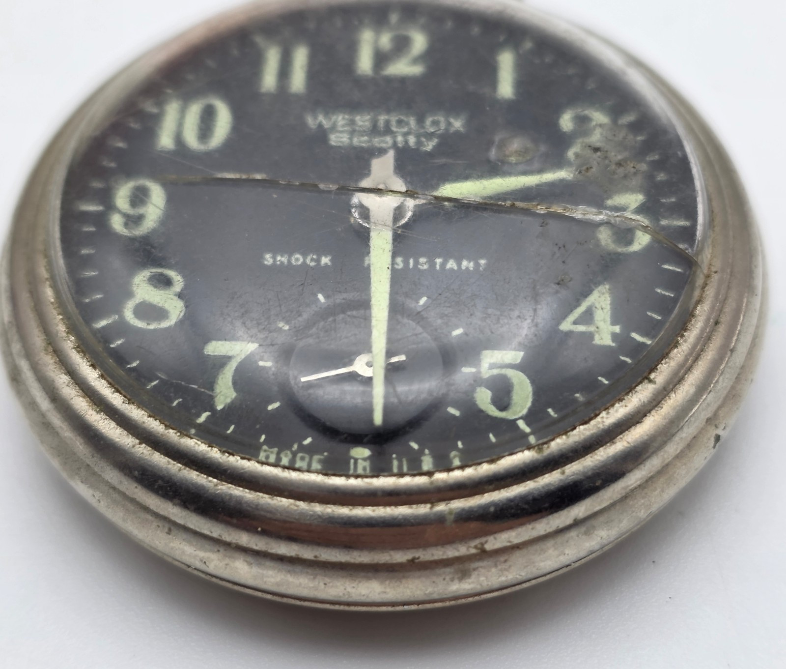 Westclox Scotty Black Dial Manual Wind Pocket Watch USA Working Vintage