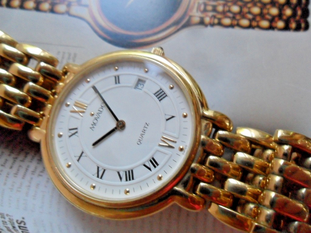Clean Men’s Movado 1881 Dress Gold Tone Swiss Quartz Watch 87.E2.864 Runs