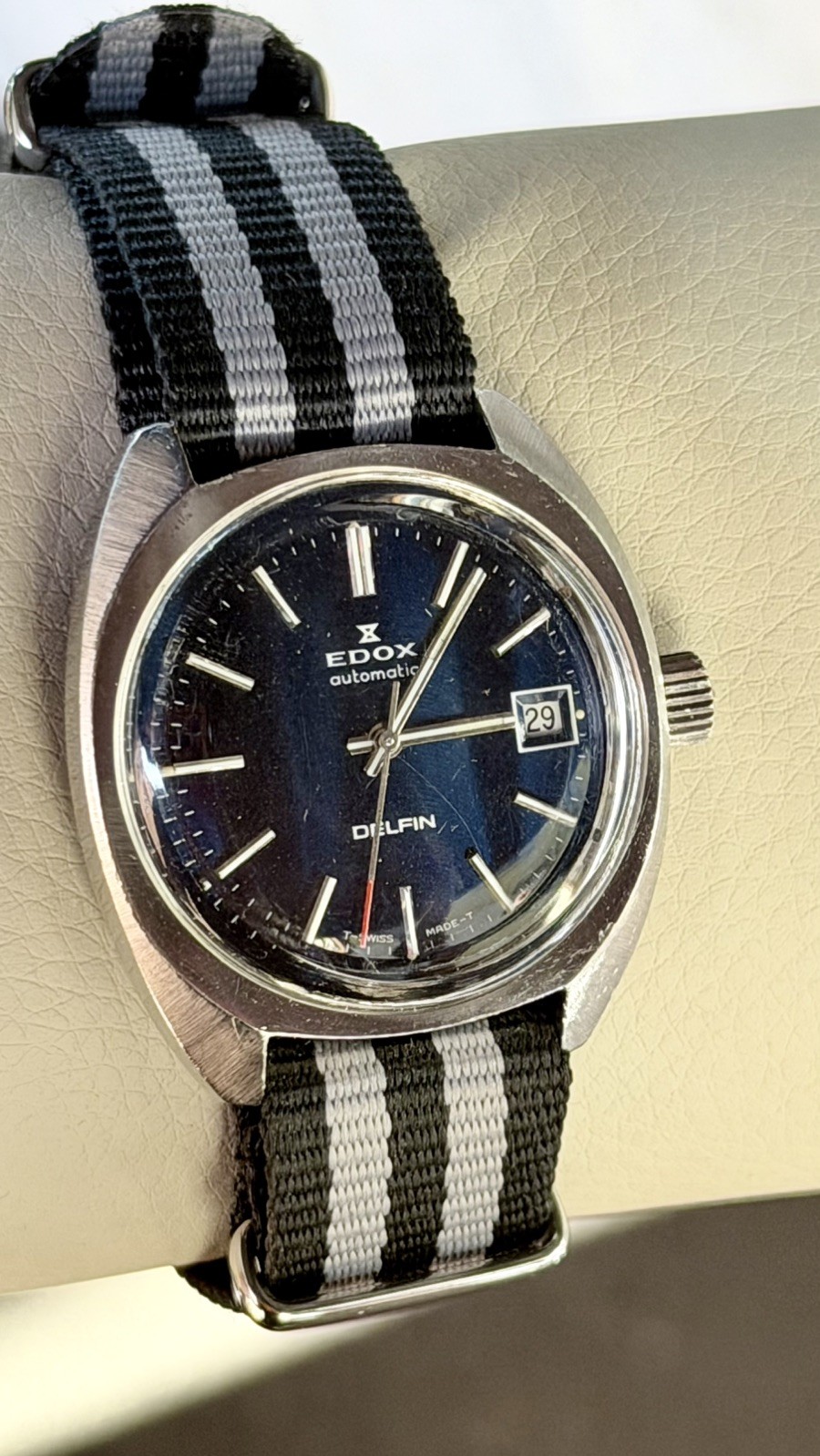Edox Delfin Automatic Sub Diver Steel 35.5 mm Ref. 623-2303-4 Vintage Swiss