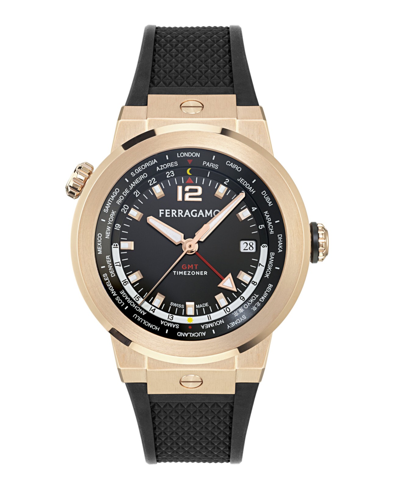 Ferragamo Mens Rose Gold 43mm Strap Fashion Watch