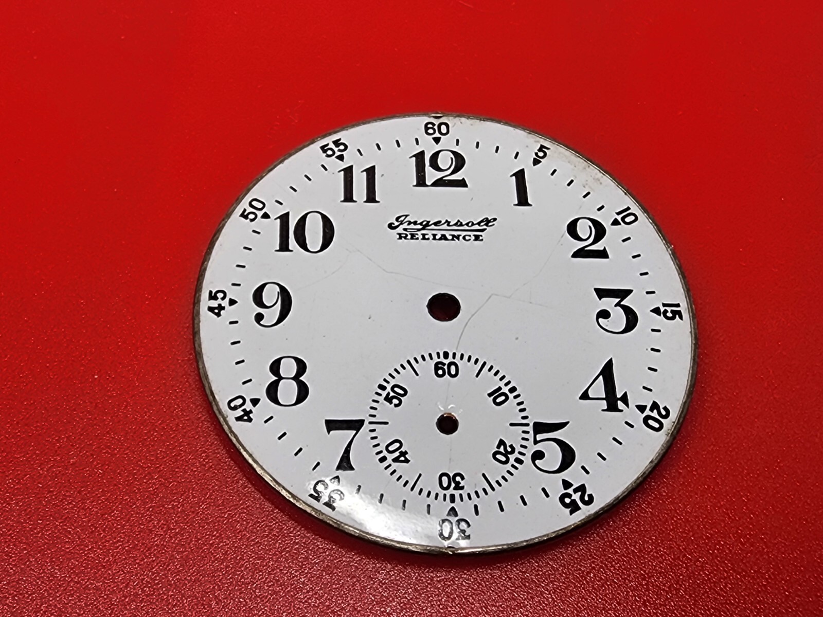 Ingersoll Reliance Watch Co. Approx. 42mm Porcelain White Dial Face Pocket Watch
