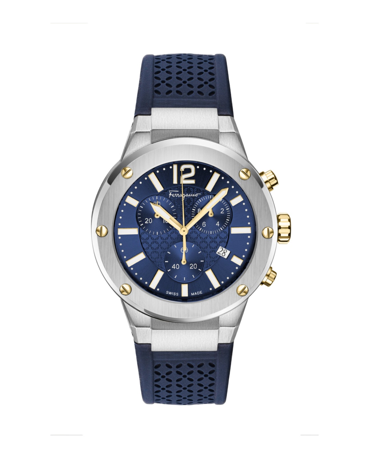 Ferragamo Mens Stainless Steel 42mm Strap Fashion Watch