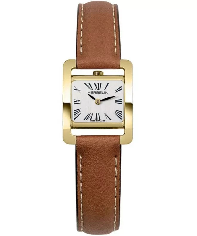 Herbelin V Avenue 17037P01GD Women’s Brown Leather White Dial Watch 23*28mm