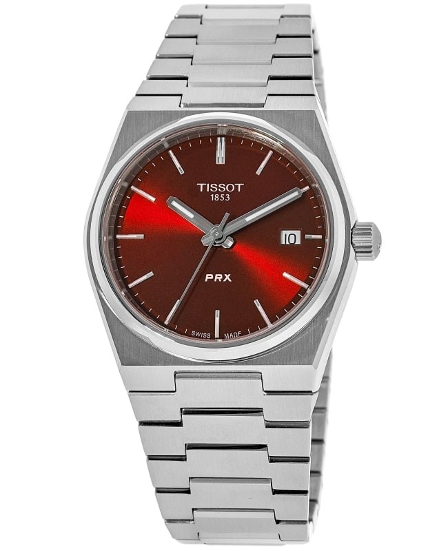 New Tissot PRX Quartz Red Dial Stainless Steel Men’s Watch T137.410.11.421.00