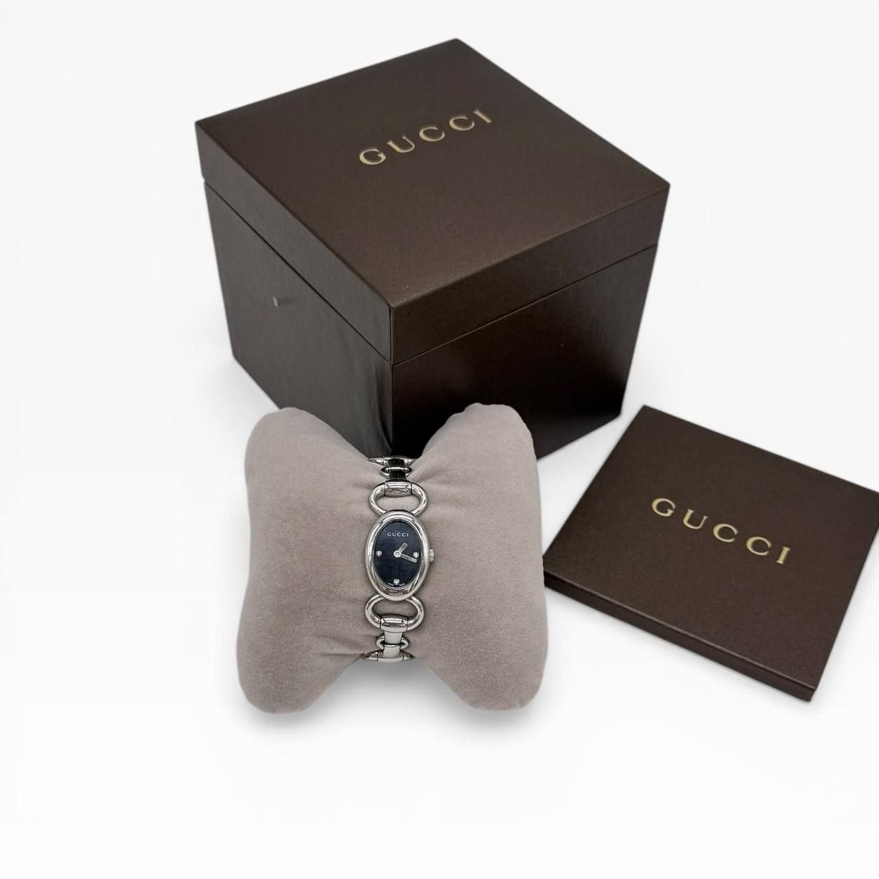 Gucci 118 Tornabuoni Diamond Black Dial Swiss Quartz Watch Box Sapphire