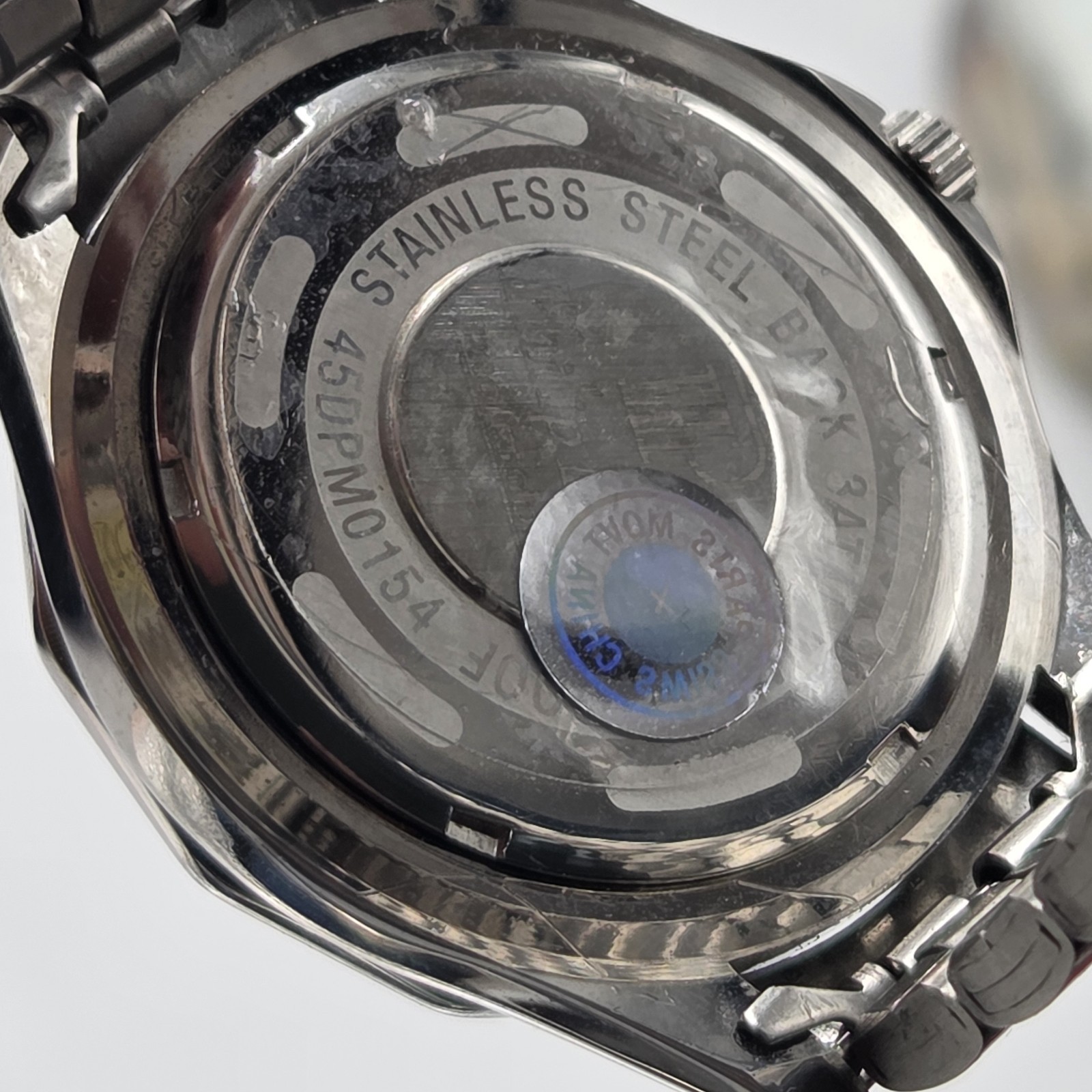 Philip Persio Pepsi Day Date Quartz Watch Blue Dial S.Steel Bracelet Japan Mov
