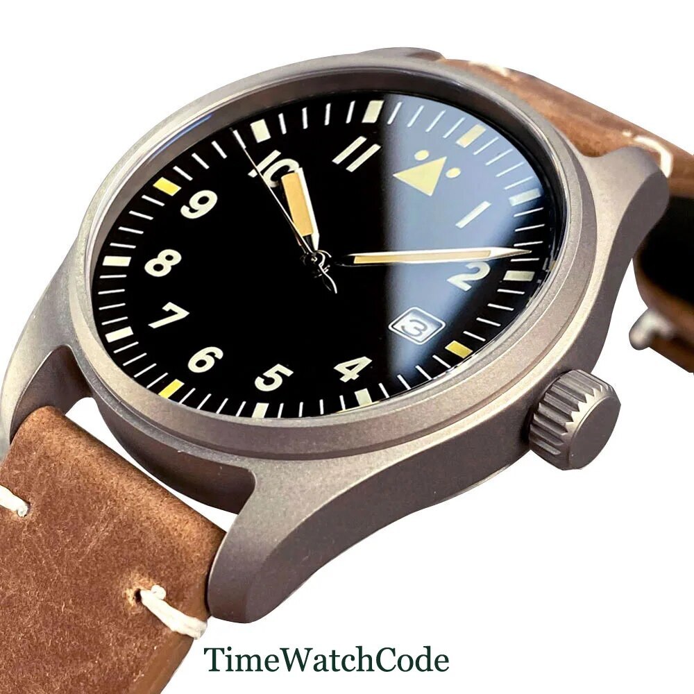 Tandorio Titanium Diving Automatic Watch for Men Anti-allergry Pilot NH35A 39mm