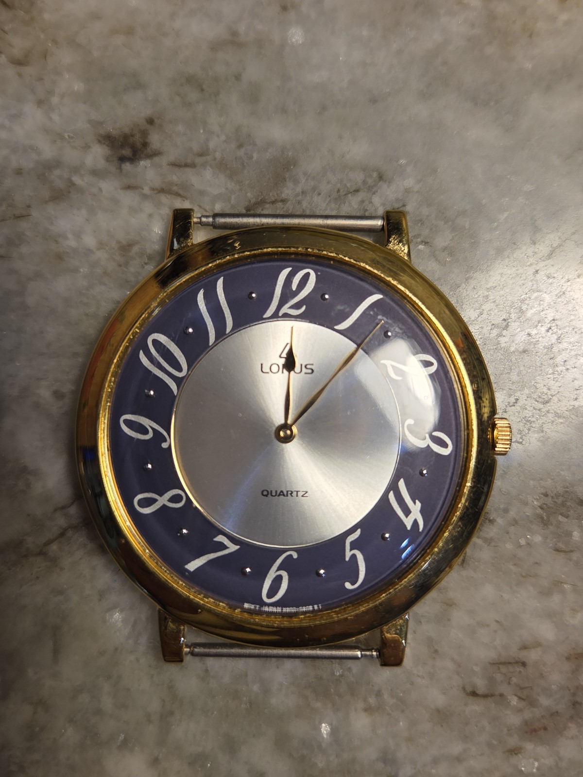 Lorus Quartz Analog Dress Watch Gold Tone Stainless Steel Blue/Silver Dial